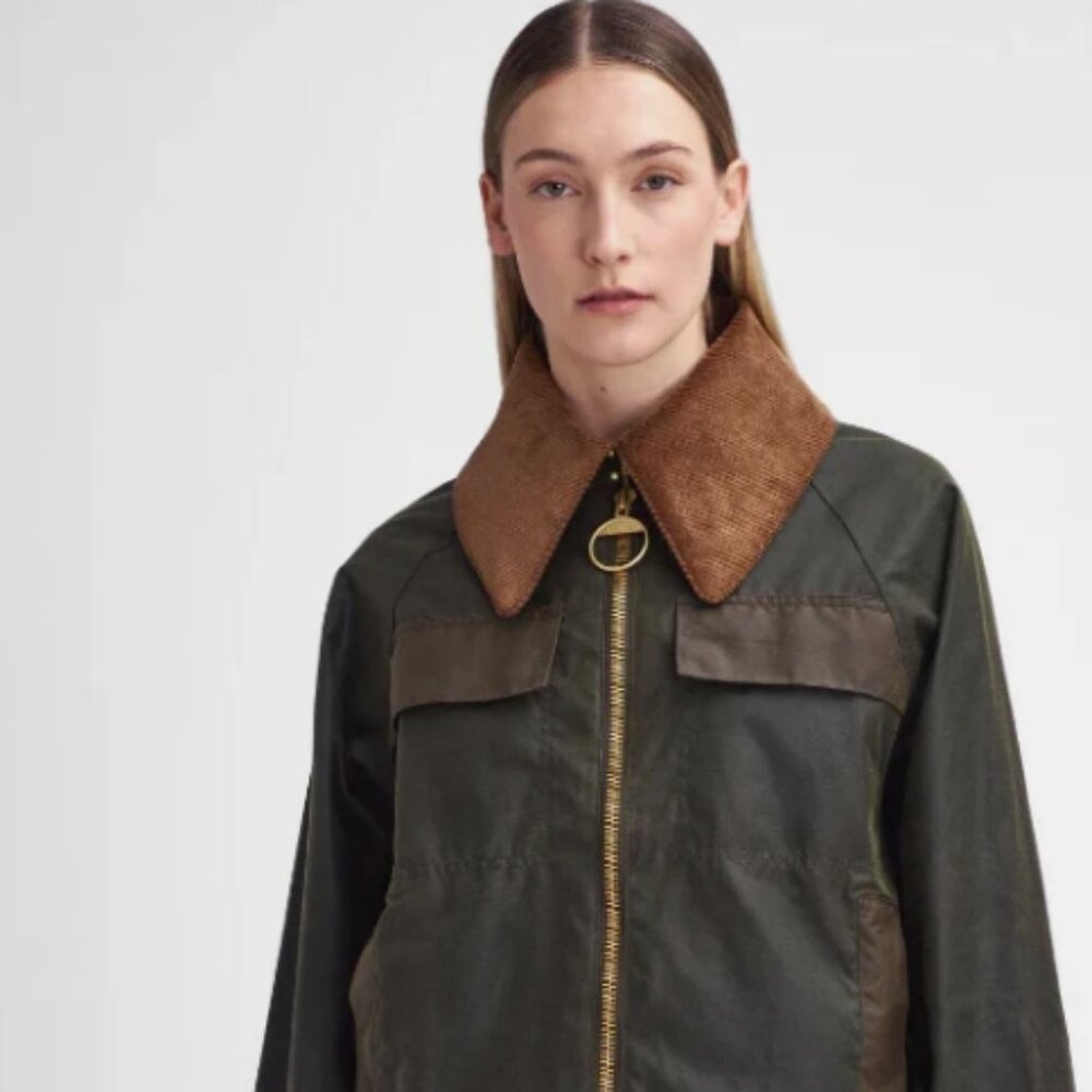 BARBOUR BEAULY - Olive/Beech/Ancient Waxed Jacket MSRP$585 British Elegance